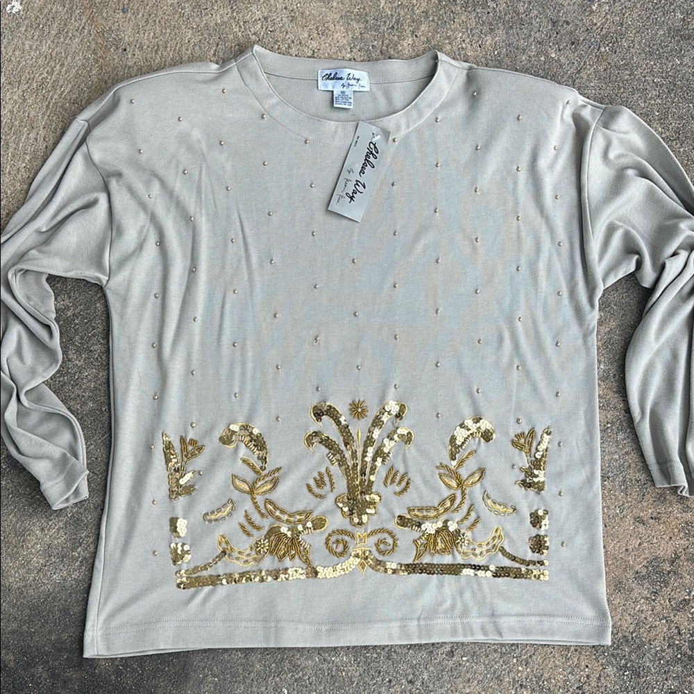Vintage Gold Embellished Women's Top nwt!